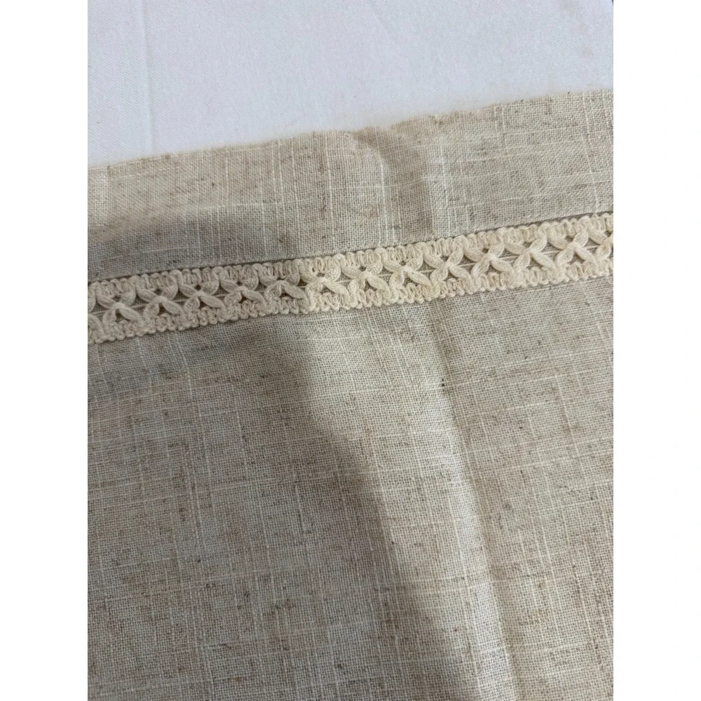 Natural Linen Table Runner with Crocheted Lace Trim Neutral‎ Farmhouse 78x15.5